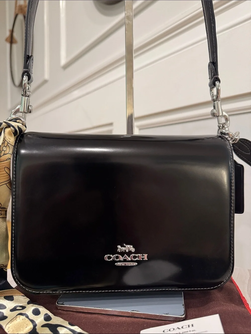 COACH Bag Quinn Black Patent Leather Crossbody Shoulder Satchel Bag NWOT - Picture 5 of 17